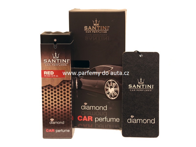 obsah balení vůní do auta Santini Diamond Red